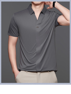 IStapromo Gifts - Polo de golf para hombre con cuello en V, camiseta de alta elasticidad sin costuras, blusa con cuello de solapa, top ajustado - Product Image 2