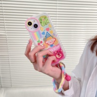 Dragonne réglable en silicone pour téléphone, motif dessin animé mignon, pour enfants et adolescentes, décoration de coque de téléphone