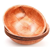 6 Pak 10 Inch Houten Geweven Slakom Onbreekbaar Hout Ronde Serveerschaal Grote Houten Slakom
