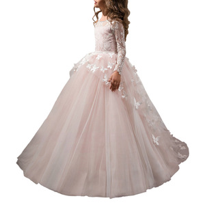 Vestidos de Princesa para Fiesta de Cumpleaños, Estilo Tutú, Color Blanco, <span class=keywords><strong>Beige</strong></span> y Rosa, con Encaje y Tul, Manga Larga, para Niñas, Venta al Por Mayor 2022 - Product Image 4