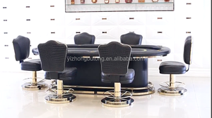 เก้าอี้โป๊กเกอร์คาสิโนหนังสีดำขาโลหะขายส่ง ปรับเอนได้ หมุนได้ 360 องศา พนักพิงสูง - Product Image 5