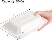 100% Compostable 9*6*3 "Contenedor de comida de concha Bagazo Caña de azúcar Hamburguesa Fiambrera