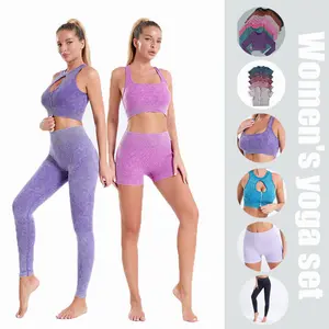 Couleurs Logo personnalisé soutien élevé entraînement sans couture Yoga ensemble femmes Gym sport soutien-gorge Yoga pantalon Leggings ensemble