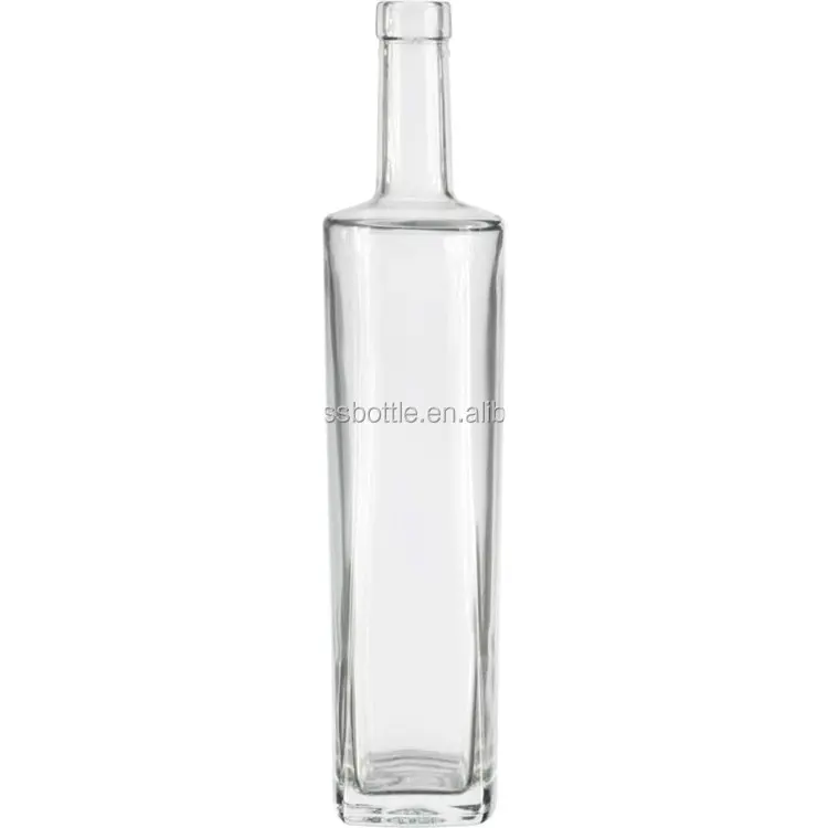Bouteille de whisky en verre clair, style Miami, 750ml, avec haut à Bar, vide, Super silex, Vodka, vente en gros, usine