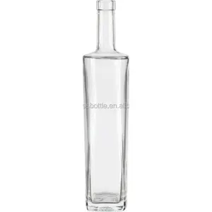 工厂批发空圆形超级火石伏特加威士忌瓶750毫升透明玻璃迈阿密酒瓶