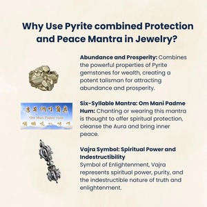 Pyrite <b>Crystal</b> <b>Bracelet</b> for Men & Women – With Vajra Symbol & Om Mani Padme Hum Mantra Charm - Product Image 3
