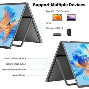 Moniteur double écran pliable 23,8 pouces 2K 1440P 180Hz, écran empilable pour ordinateur portable, PC de bureau, jeux, haute résolution, finition mate - Product Image 4