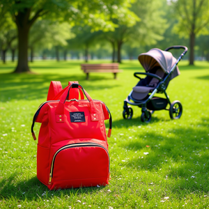 Sac à dos pour couches Myrva, grande capacité, polyester, rouge, pour mamans - Product Image 2