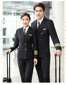 Piloto Uniforme Capitão Uniforme Feminino Avião Piloto Aeromoça Trabalho Ocupacional Terra Uniforme - Product Image 5