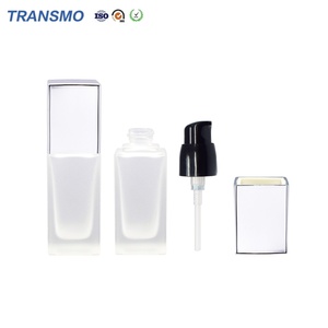 Wholesale Luxury <b>50ml</b> Square Glass Cream <b>Bottle</b> with Press Dropper Custom Luxury Skincare Cosmetic Serum Oil for Face Cream Use - Product Image 4