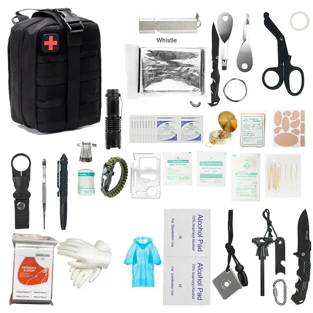 Hoge Kwaliteit Waterdichte Outdoor Survival Kit Custom Logo Noodwandelen En EHBO-Kit Met Survival Accessoires