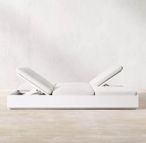 Manufacturer Pool Beach Chaise White Aluminum Garden Loungers Dual-adjustable Sun <b>Bed</b> - Product Image 3