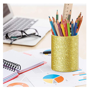 Desktop leather <b>makeup</b> brush <b>holder</b>, multi-functional colorful pen <b>holder</b> and storage box, pen case, key and remote control - Product Image 1