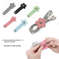 Organisateur de câbles en silicone en forme de fleur créative, attache écologique pour la gestion des câbles d'écouteurs et de données