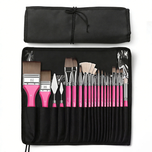 Pinceau de <span class=keywords><strong>peinture</strong></span> professionnel en acrylique Fontainebleau, différentes tailles, rose, pour artiste, avec sac de rangement pour pinceaux - Product Image 1