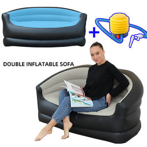 フットポンプ付き インフレータブル ダブルソファ New フロッキング加工 PVC製 ダブルサイズ エアソファ アウトドア レイジーソファ - Product Image 2