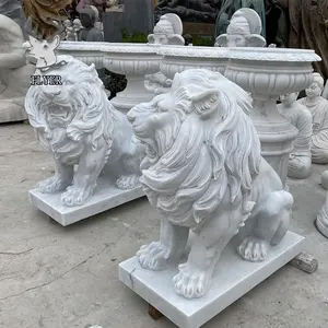 Горячая распродажа, наружное украшение, современный натуральный камень в натуральную величину, Мраморная Скульптура Льва, садовая мраморная статуя льва