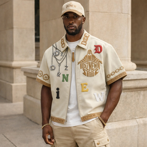 DiZNEW <strong>Summer</strong> <strong>Jacket</strong> <strong>Men</strong> Low Moq Custom logo Fashion Short Sleeve Stand Collar Plus Size Suede <strong>Jackets</strong> for <strong>Men</strong> - Product Image 3