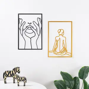 Benutzer definierte abstrakte weibliche Eisen Kunst Linie Silhouette Wandbehang nach Hause Wohnzimmer Veranda einfache dekorative Wand verzierung