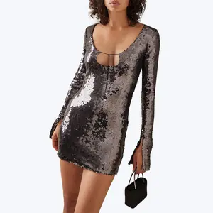 Nightclub Spice glitter dress feminine slimming temperament Party dress High-end light luxury niche women's clothing