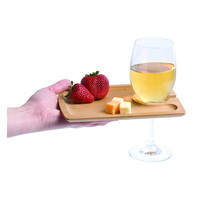 Portable En Plein Air Pique-Nique Rectangulaire Bambou Alimentaire Plateau Cocktail Vin Apéritif Assiettes Avec Porte-Verre