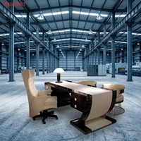 Table de bureau ronde, blanc et noir, meuble d'écriture, de luxe, Design européen