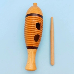 Wholesale Solid Wood Fish Shaped Guiro Scraper With Wood Beater Orff Percussion Instrument Kids Sound Effect <b>Musical</b> Toy - Product Image 2