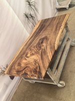 Plateaux de table à manger en bois de Raintree à bords naturels, comptoirs pour la maison, l'hôtel, l'appartement, l'atelier, meubles de salle à manger