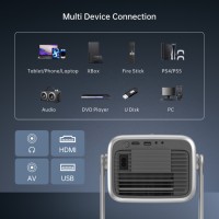 Projecteur LED Javoda R2 4K HD avec Android 9, 350 lumens, lentille en verre multicouche pour home cinéma