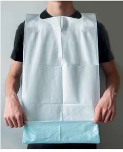 Bib gigi sekali pakai medis, kertas 1 Lapis + Film PE Dental Bib dengan dasi dan saku - Product Image 4