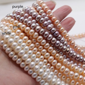 AA Grado 7 mm Botón Redondo Natural Agua Dulce Blanco, Rosa Perla Conjunto de Joyas para Boda Precio de Fábrica - Product Image 3