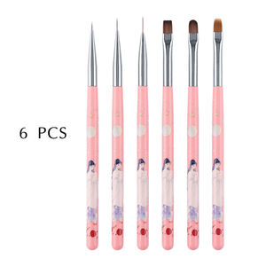 Lot de pinceaux de nail art multi-tailles avec manche métallique, pinceau plat de précision, pinceau à nylon ondulé pour la peinture à l'aquarelle et la manucure - Product Image 2