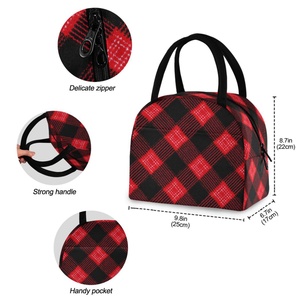 Hawaiian Life Stylish <b>Lunch</b> <b>Bag</b> Custom Red Checked Design Insulation Thermal <b>Tote</b> Cooler <b>Lunch</b> <b>Bag</b> for Worker Women - Product Image 3