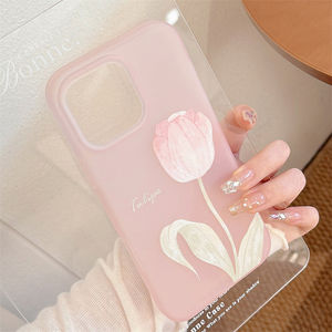 Qualità garantita custodia per telefono cellulare in Silicone bellissimo dolce disegno tulipano <span class=keywords><strong>rosa</strong></span> per <span class=keywords><strong>iPhone</strong></span> 16 15promax 14 <span class=keywords><strong>13</strong></span> 11 - Product Image 1