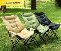 Chaise de camping pliante d'extérieur réglable en trois positions en acier inoxydable avec doublure en coton, portable pour la pêche, le pique-nique et la plage