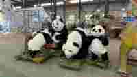 Centre commercial personnalisé animaux grandeur nature animatronique panda bébé modèle de panda réaliste