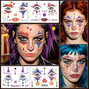 Máscaras Faciales 3D para Halloween, Venta al por Mayor, Últimas Novedades, Pegatinas de Tatuajes Temporales Doradas con Diseño de Terror - Product Image 2