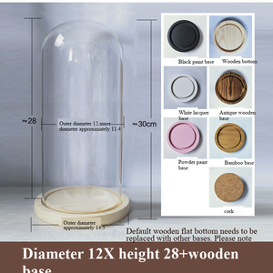 Campana de Cristal Decorativa Ecológica de 12 cm de Diámetro y 12-35 cm de Altura, Base de <span class=keywords><strong>Madera</strong></span> Maciza, Decoración para el Hogar Reciclable y Personalizable - Product Image 4