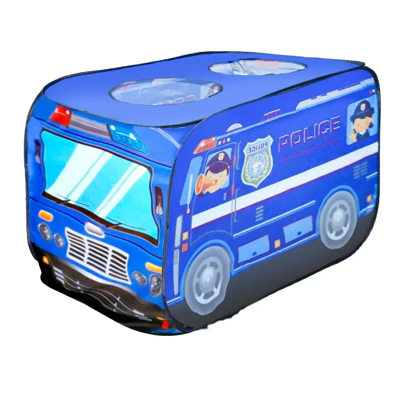 屋外折りたたみ式キッズプレイハウス大きなバスおもちゃテントプレイゲームポップアップ警察子供車テントハウスおもちゃ