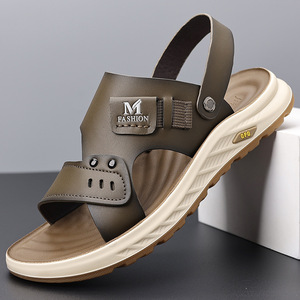 Sandalias de Verano para Hombre M Fashion, Planas, Antideslizantes, con Suela Suave, Casuales, para Playa, Ligeras, Color Caqui - Product Image 1