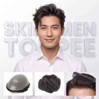 Prothèse capillaire indétectable pour hommes, système capillaire 100% cheveux humains, base ultra-fine en peau, boucle en V sans couture, effet cuir chevelu réel, prix de gros, disponible