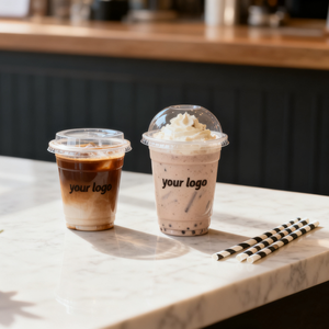 Cheap Price Custom LOGO Printing <b>Plastic</b> <b>Cup</b> Disposable Iced Coffee Beverage <b>Drinking</b> <b>Cup</b> With Lids Straws - Product Image 2