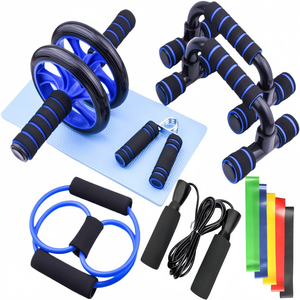 Hot Selling 12-in-1 AB Wheel Roller resistance <b>band</b> <b>Workout</b> Equipment Set for men Abdominal Muscle Training with Push Bars - Product Image 3
