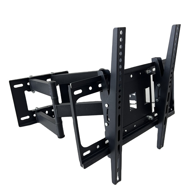 Full Motion Swivel Tilt TV Wall Mount Bracket 32-70 Inch LED LCD TVs Dual Articulating Steel Arms Wood Material Fixed Distance