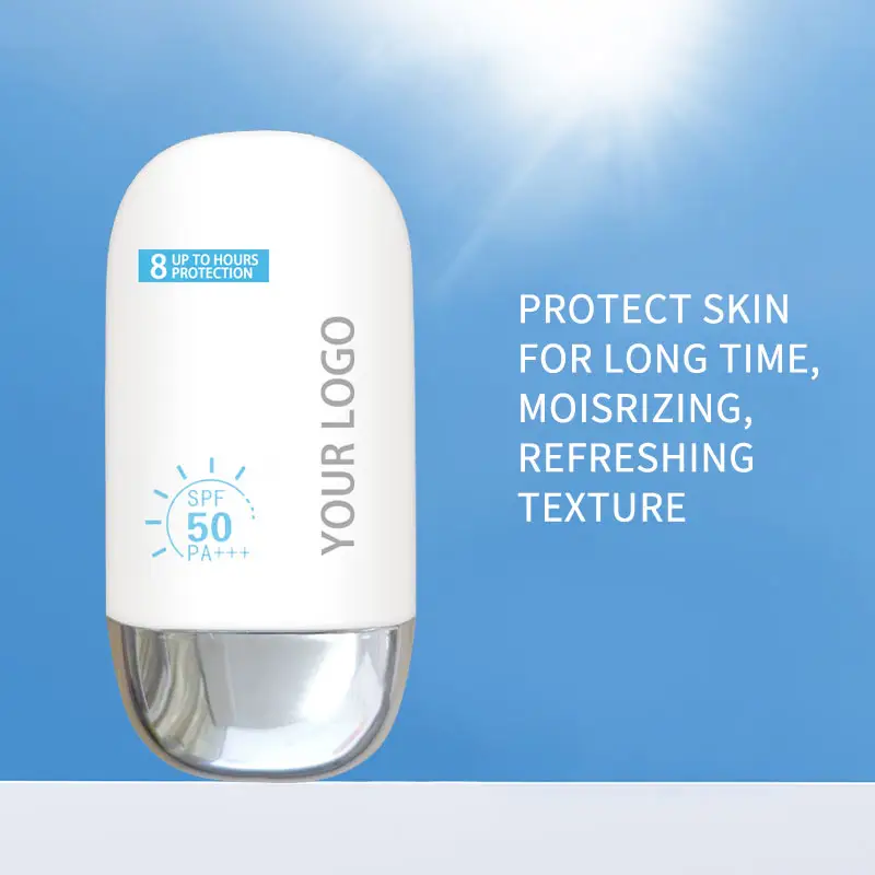 Vente en gros de crème solaire hyaluronique Spf 50 de marque privée Usine de cosmétiques Bloc solaire de protection solaire de longue durée biologique personnalisé