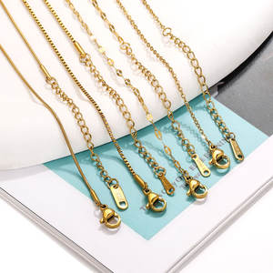 Yeni varış Diy paslanmaz çelik takı aksesuar 40 + 5cm uzatma kolye kutusu yılan dudak çapraz zincir - Product Image 3