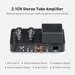Amplificateur Récepteur Stéréo Fosi Audio 2.1 <span class=keywords><strong>Canaux</strong></span> Bleu 5.0 T3 Classe AB Hi-Fi à Tubes pour <span class=keywords><strong>Casque</strong></span> et Enceintes Passives Domestiques CB - Product Image 3