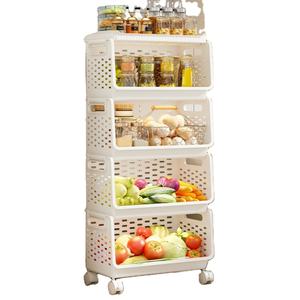 Estante de Almacenamiento de Verduras de Plástico Multiusos y Personalizable, Organizador de Cocina de PP Grueso con Bandeja Rectangular - Product Image 1