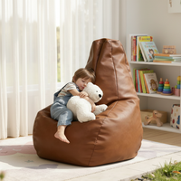 Housse de pouf-lit inclinable fonctionnelle à dossier haut en similicuir pour mobilier de jardin et de maison, pour remplissage DIY avec rangement