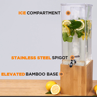Nouveauté, fabrication moderne, distributeur de boissons en acrylique de qualité supérieure, transparent avec support en bambou